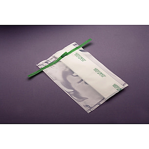 Labplas Sterile Sample Bags EPR-7012-VW1 Round Wire Bags With Safety Tabs  And White Marking Area, Pack of 250