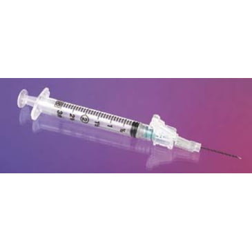 Saftyglide 23gx1in 3ml Sryng Cs Pk Medical Syringes With Needles